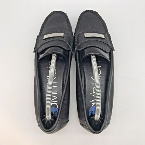 Calvin Klein Leta Slip On Loafers Women's 6.5 Black Pebbled Leather Flats Shoes - Picture 6 of 12